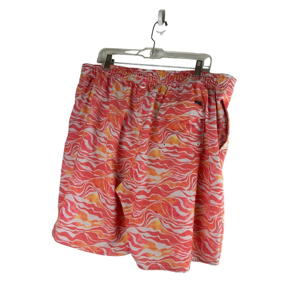 ✨2/$20 Johnnie-O Walpole Wave Print Half Elastic Swim Trunks Coral Reef Mens XXL - Picture 11 of 12